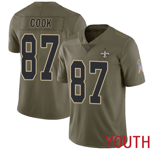 New Orleans Saints Limited Olive Youth Jared Cook Jersey NFL Football #87 2017 Salute to Service Jersey->youth nfl jersey->Youth Jersey